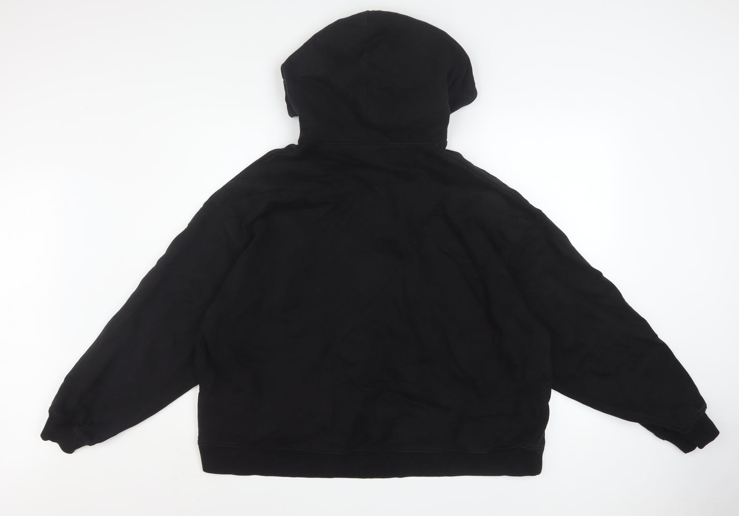 H&M Women's Black Pullover Hoodie Size L Cotton Casual Sweatshirt
