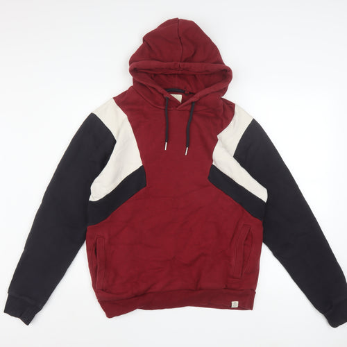 Next Men's Red Colour Block Pullover Hoodie Size S
