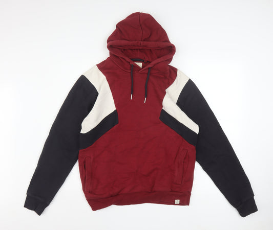 Next Men's Red Colour Block Pullover Hoodie Size S