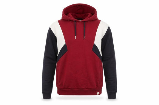Front view of Next Men's Red Colour Block Pullover Hoodie, size S