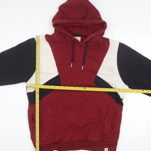 Next Men's Red Colour Block Pullover Hoodie Size S