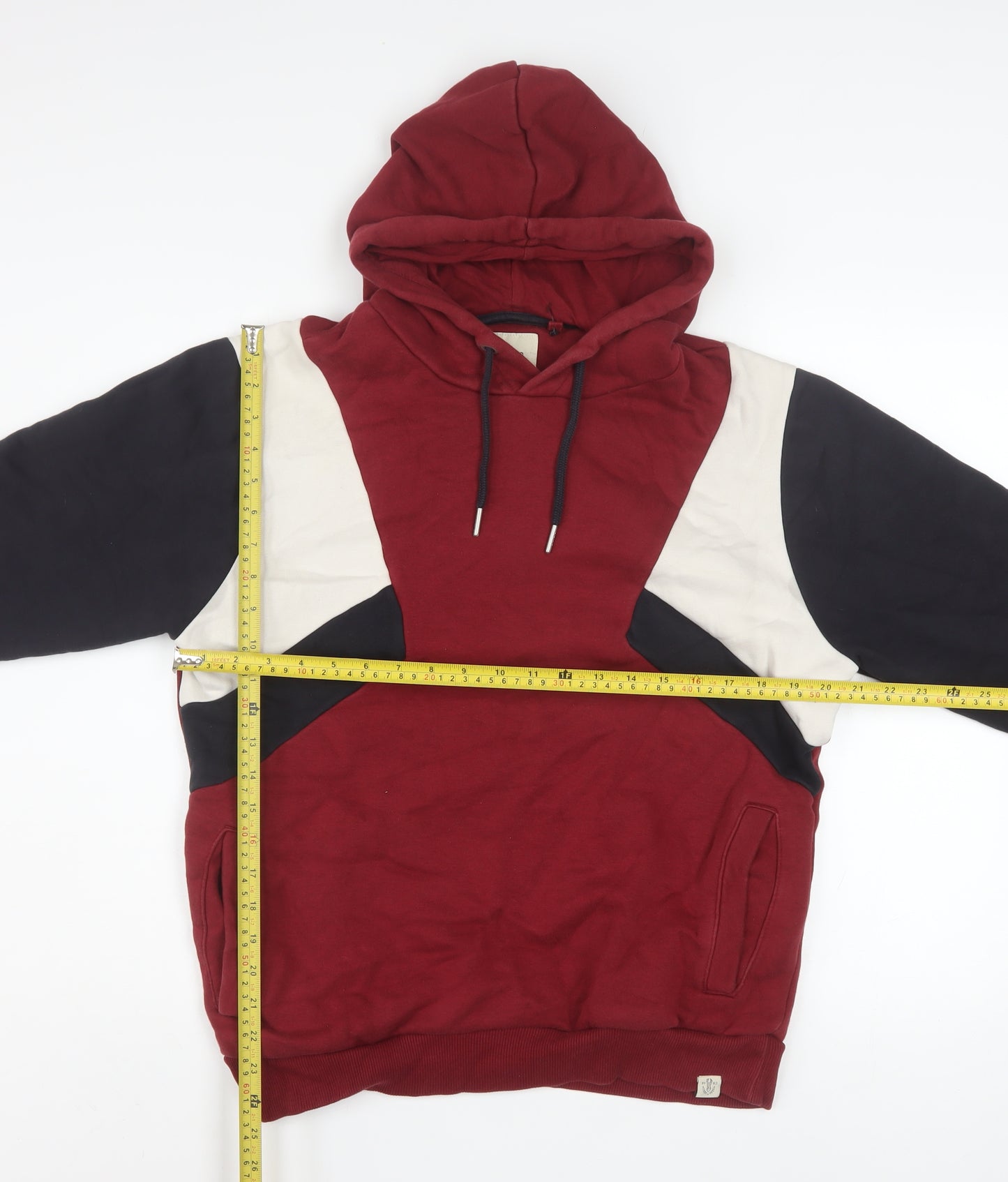 Next Men's Red Colour Block Pullover Hoodie Size S