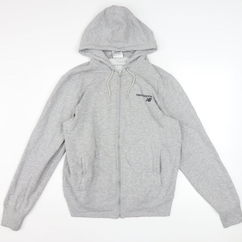 New Balance Men Grey Full Zip Hoodie Size M Sports Fleece