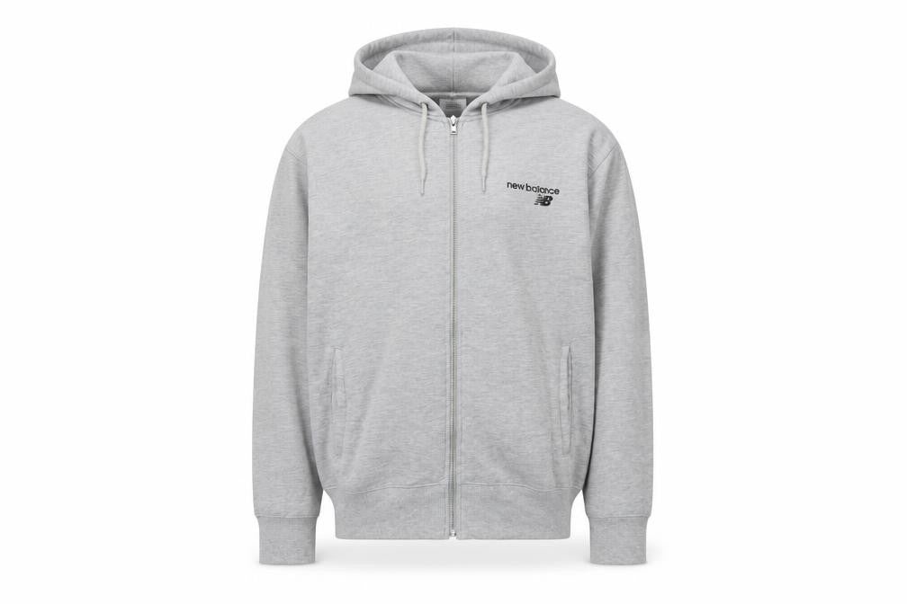 New Balance Men Grey Full Zip Hoodie Size M Sports Fleece