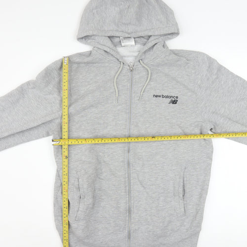New Balance Men Grey Full Zip Hoodie Size M Sports Fleece