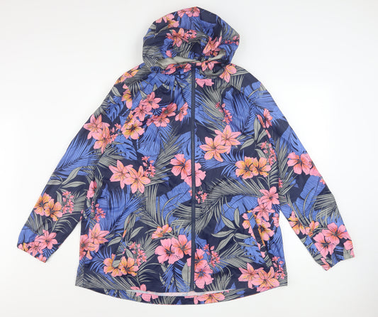 Debenhams Womens Multicoloured Floral Hooded Rain Coat Jacket Size 18