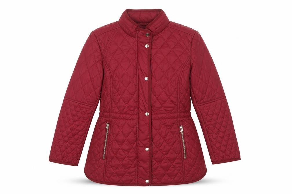 Front view of Marks & Spencer Women’s Red Quilted Mid-Length Jacket UK 8