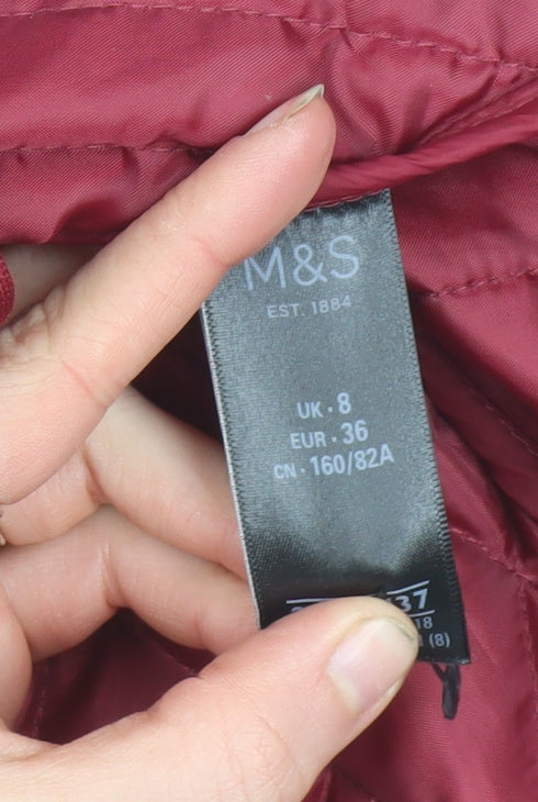 Marks and Spencer Women’s Red Quilted Mid-Length Jacket UK 8
