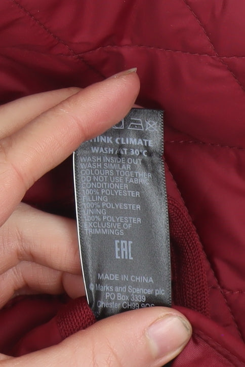 Marks and Spencer Women’s Red Quilted Mid-Length Jacket UK 8