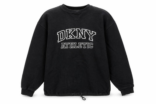 Front view of DKNY Men's Black Athletic Crew Neck Pullover Sweatshirt M