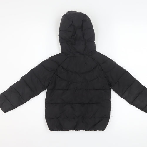Nike Boys Black Hooded Puffer Jacket 3-4 Years Full Zip Warm Coat