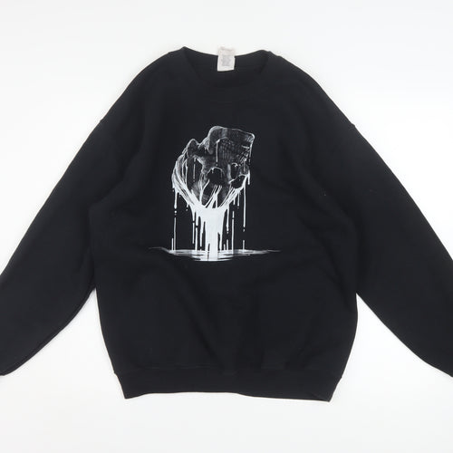 Gildan Men’s Black Graphic Pullover Sweatshirt M Heavyweight Fleece