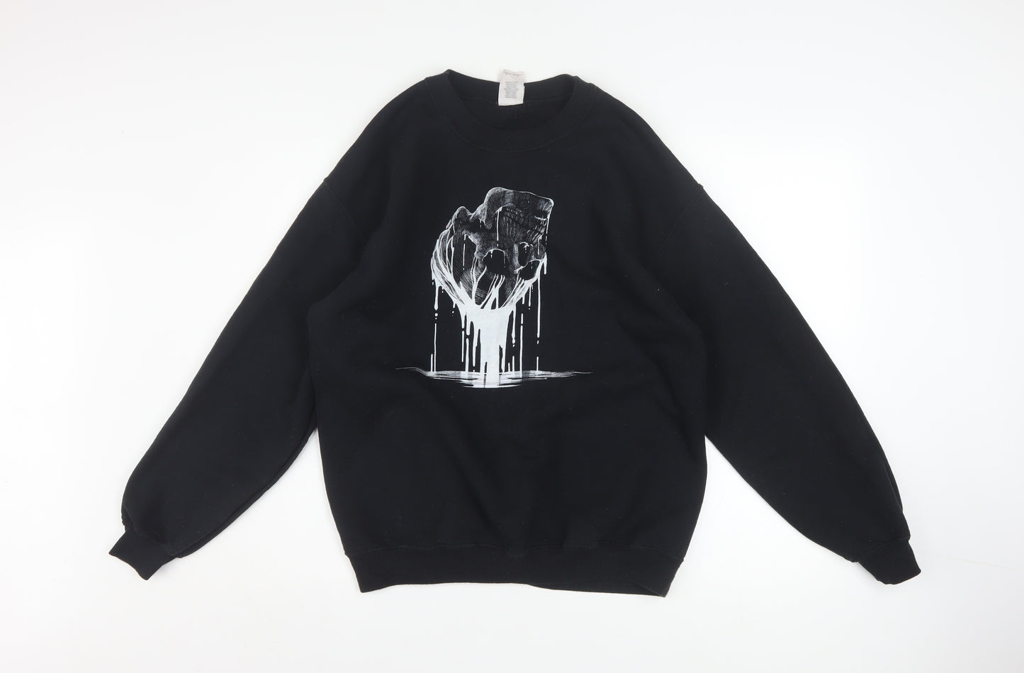 Gildan Men’s Black Graphic Pullover Sweatshirt M Heavyweight Fleece