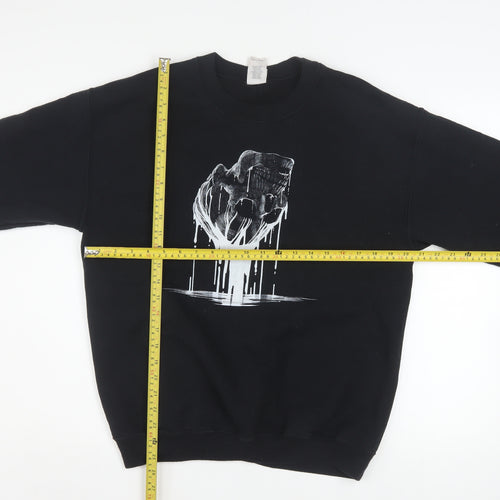 Gildan Men’s Black Graphic Pullover Sweatshirt M Heavyweight Fleece
