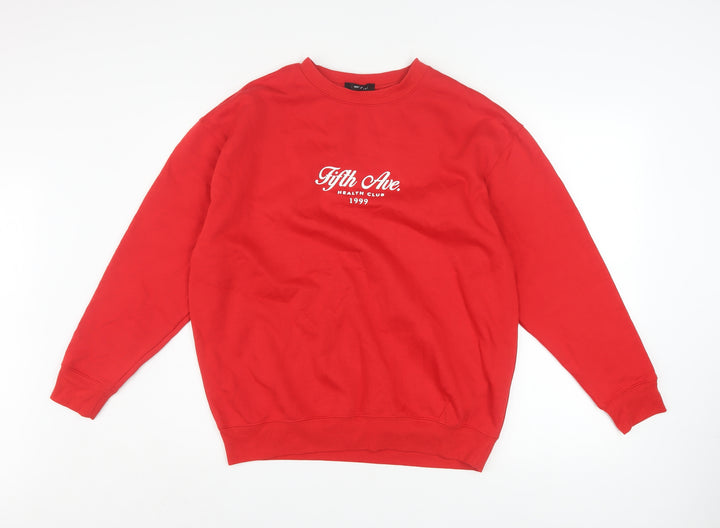 New Look Men's Red Crew Neck Graphic Pullover Sweatshirt Size S
