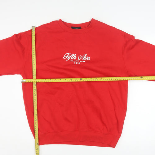 New Look Men's Red Crew Neck Graphic Pullover Sweatshirt Size S