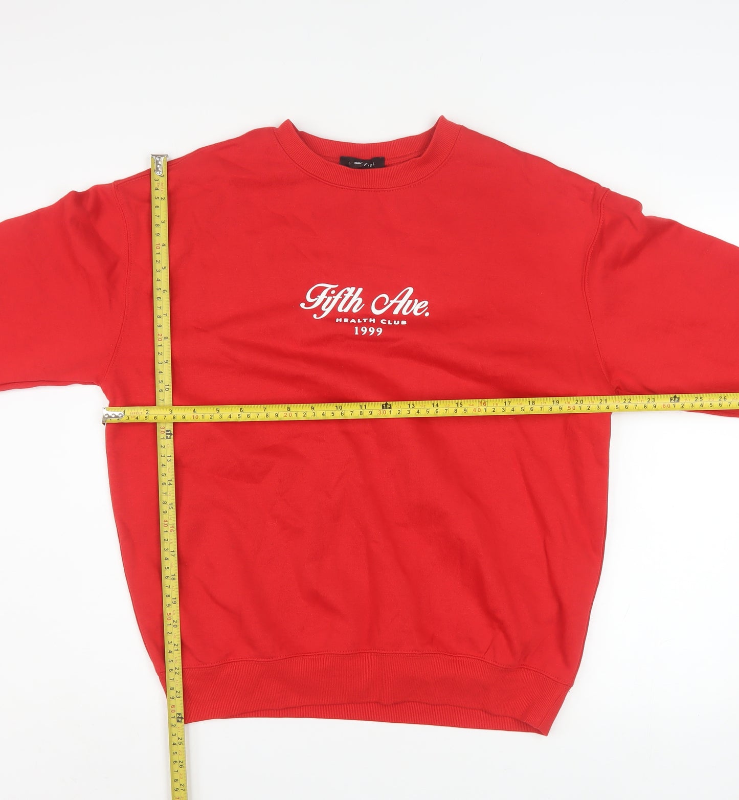 New Look Men's Red Crew Neck Graphic Pullover Sweatshirt Size S