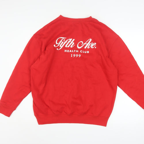 New Look Men's Red Crew Neck Graphic Pullover Sweatshirt Size S