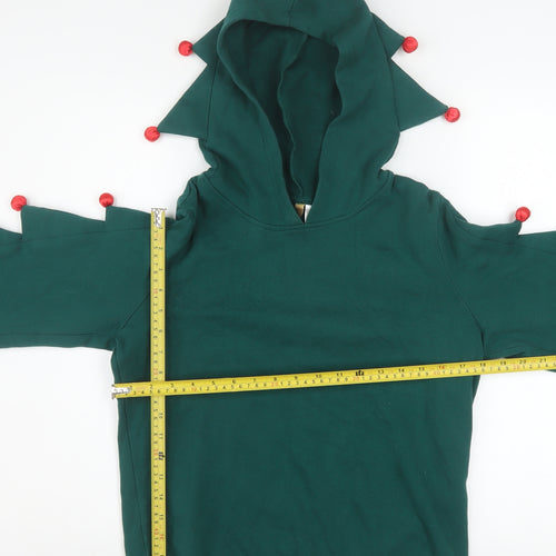 H&M Divided Women Green Christmas Tree Hoodie Size S Cotton Blend