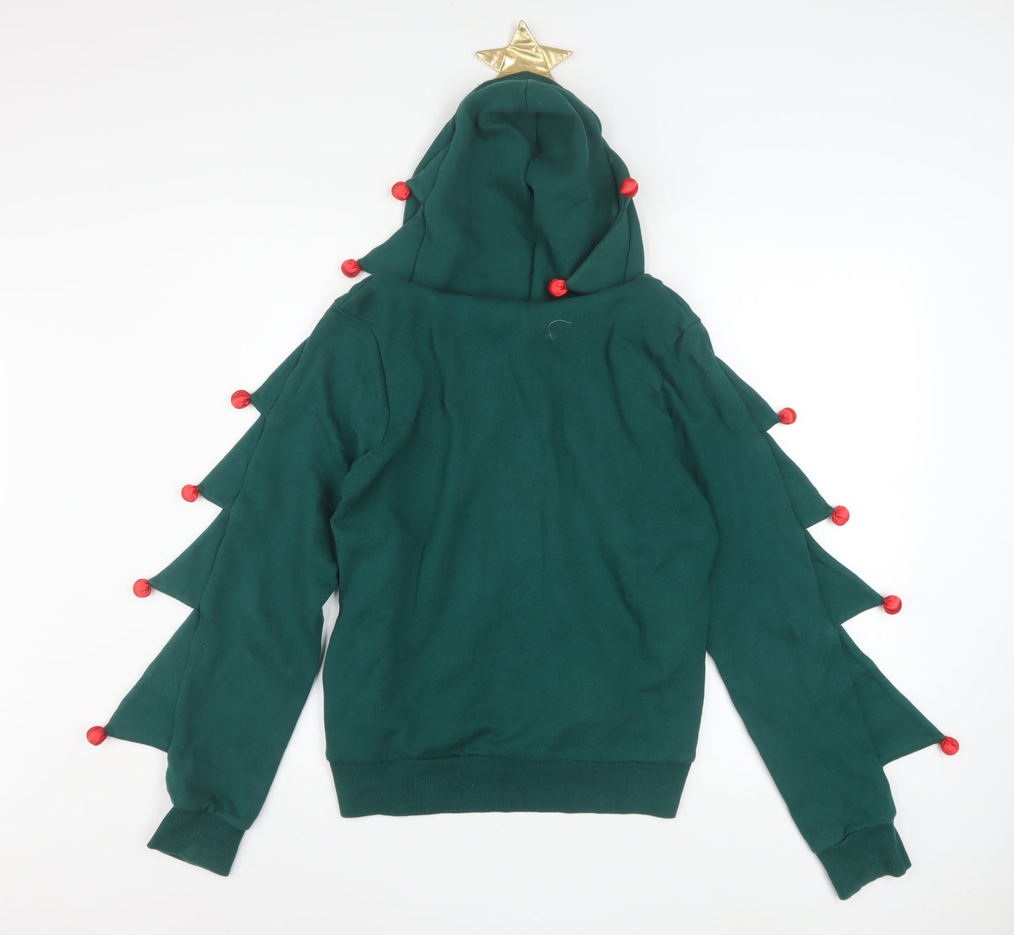 H&M Divided Women Green Christmas Tree Hoodie Size S Cotton Blend