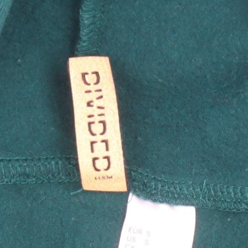 H&M Divided Women Green Christmas Tree Hoodie Size S Cotton Blend
