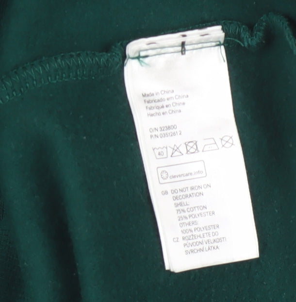 H&M Divided Women Green Christmas Tree Hoodie Size S Cotton Blend