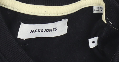 Jack & Jones Men's Black Crew Neck Sweatshirt S Pullover Graphic Print