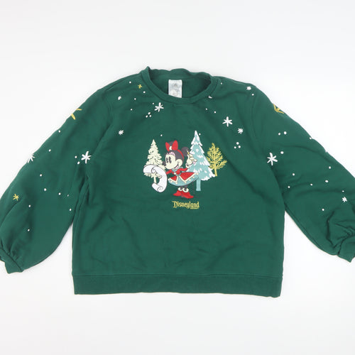 Disney Women Green L Sweatshirt Minnie Mouse Christmas Disneyland