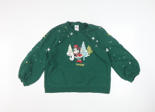 Disney Women Green L Sweatshirt Minnie Mouse Christmas Disneyland