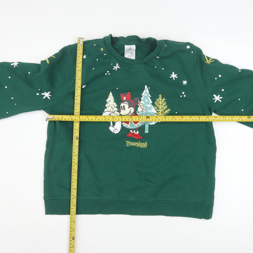 Disney Women Green L Sweatshirt Minnie Mouse Christmas Disneyland