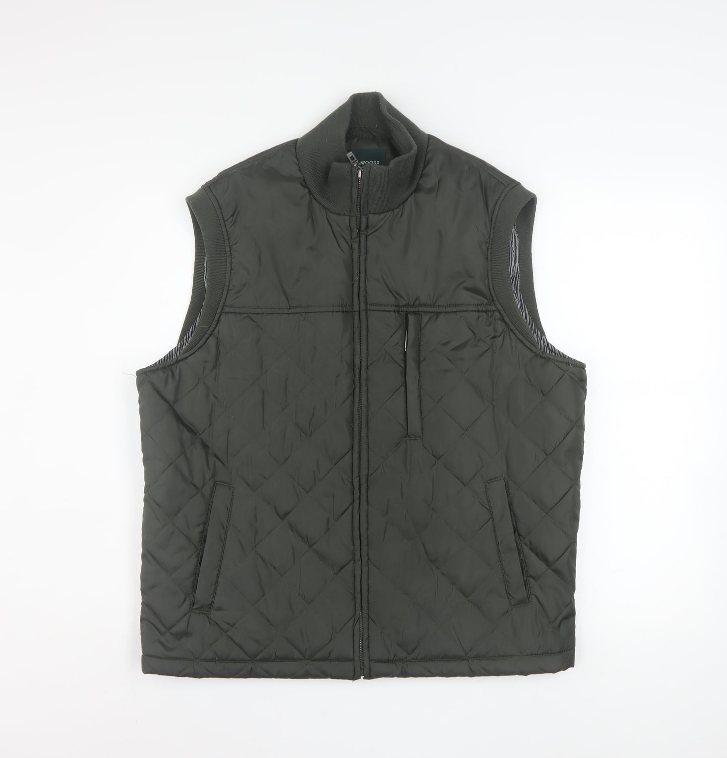 Greenwoods Mens Khaki Quilted Waistcoat Size M Zip Padded Gilet