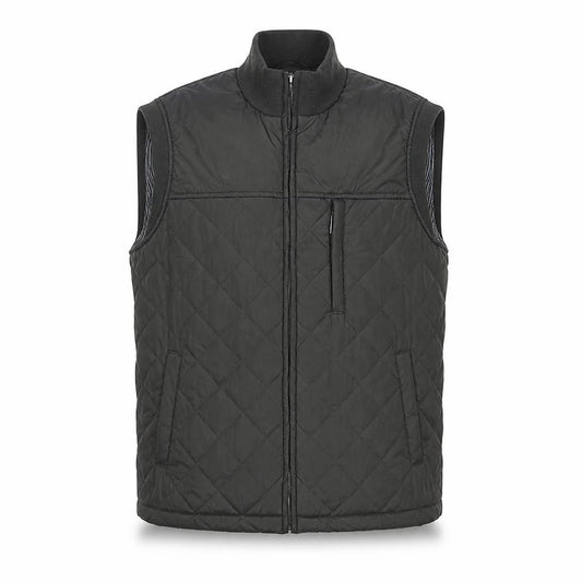 Front view of Greenwoods men’s khaki quilted waistcoat, size M, zip padded gilet