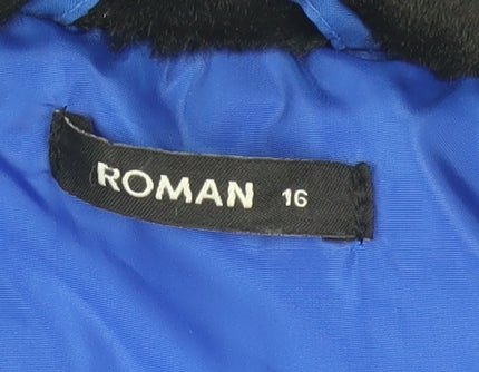 Roman Women’s Blue Puffer Jacket Size 16 Polyester Zip Winter Coat
