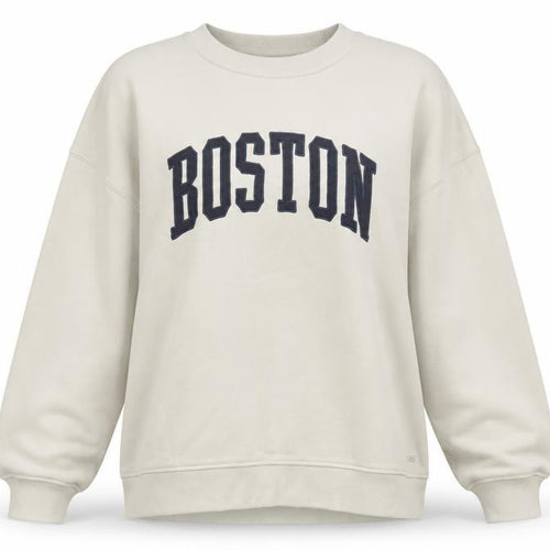 Pull&Bear Teens Beige Boston Pullover Sweatshirt XL Cotton Blend