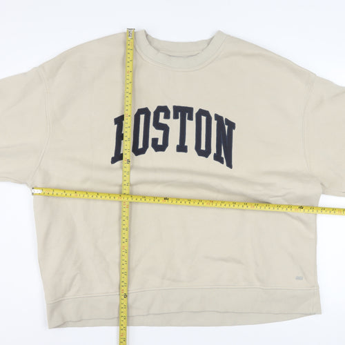 Pull & Bear Teens Beige Boston Pullover Sweatshirt XL Cotton Blend