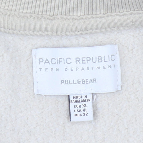 Pull & Bear Teens Beige Boston Pullover Sweatshirt XL Cotton Blend