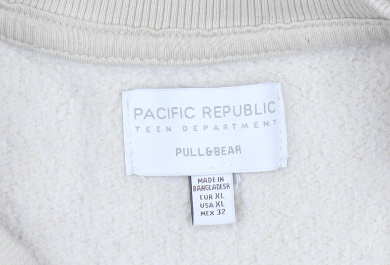 Pull & Bear Teens Beige Boston Pullover Sweatshirt XL Cotton Blend