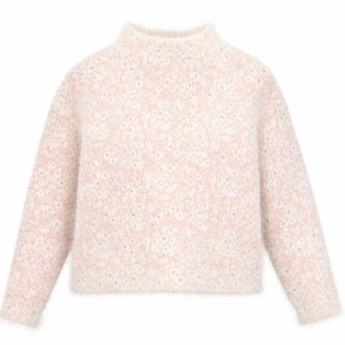 Next Womens Pink Floral High Neck Acrylic Knit Jumper Size 12