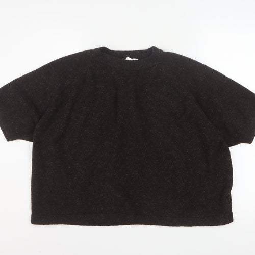 The Set Women Black XL Basic Knit Short Sleeve T-Shirt