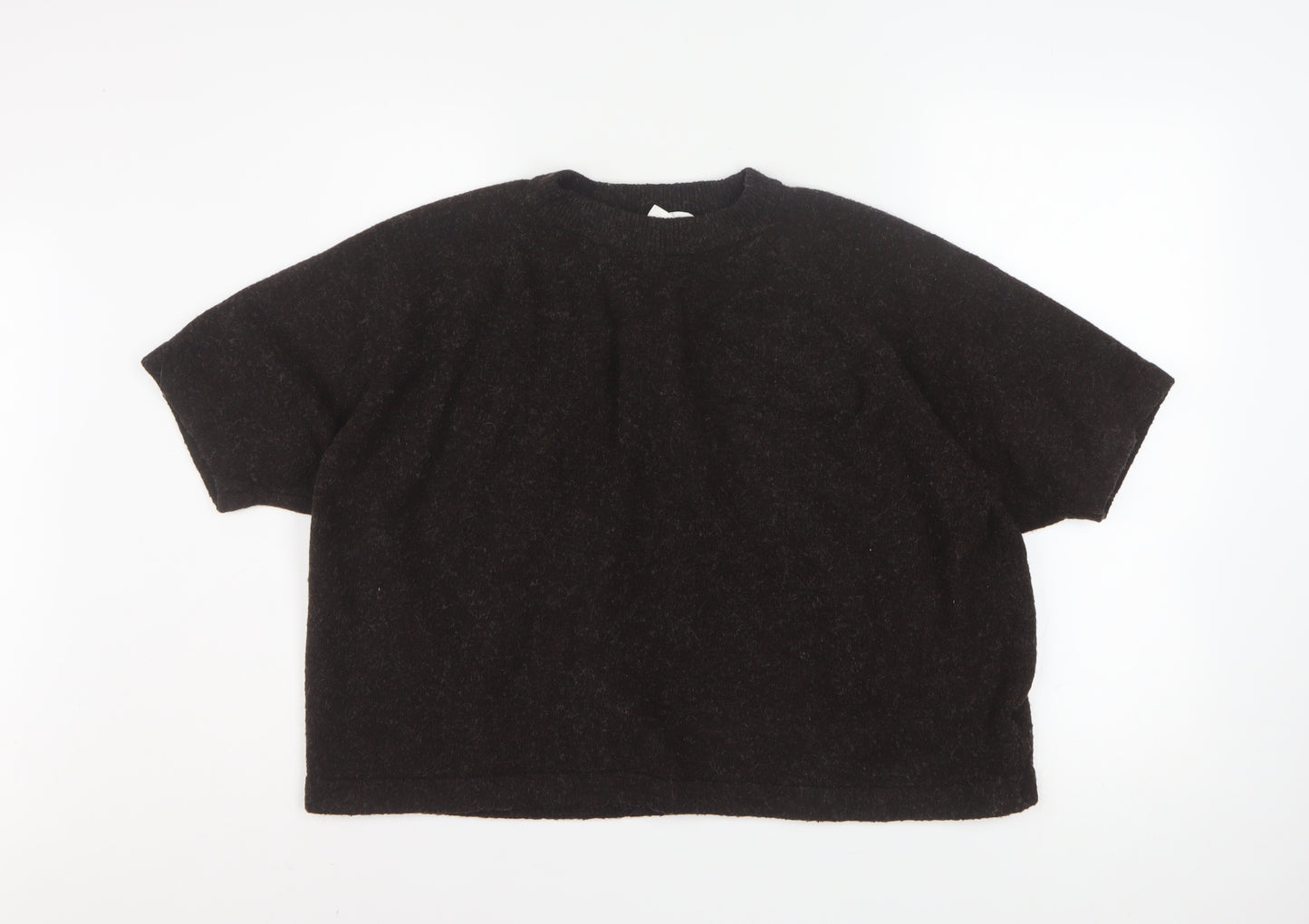 The Set Women Black XL Basic Knit Short Sleeve T-Shirt