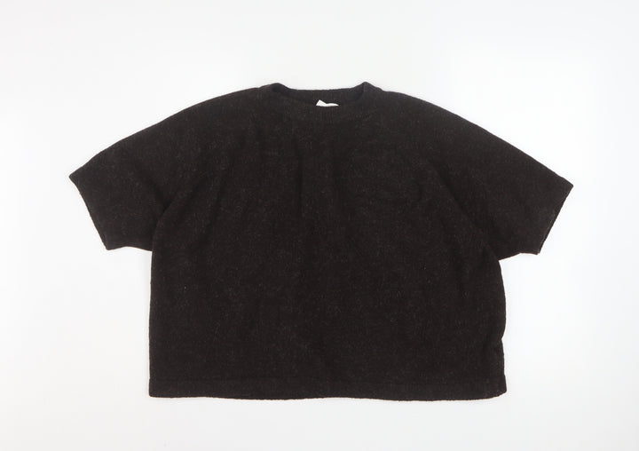 The Set Women Black XL Basic Knit Short Sleeve T-Shirt
