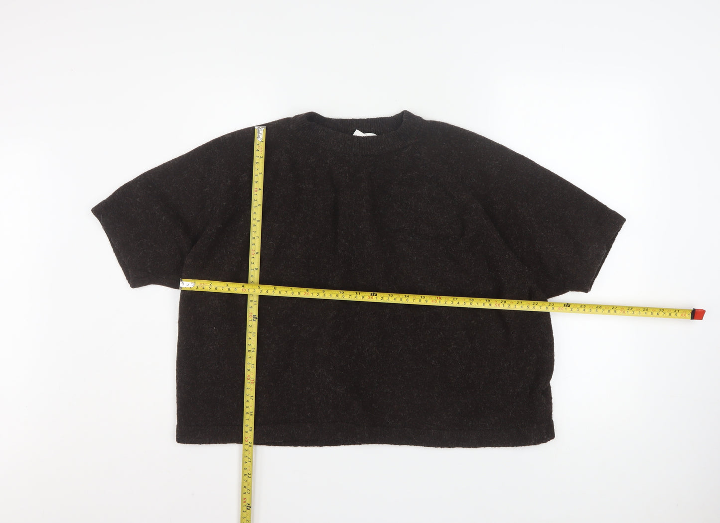 The Set Women Black XL Basic Knit Short Sleeve T-Shirt