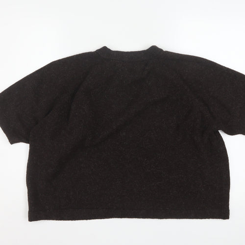 The Set Women Black XL Basic Knit Short Sleeve T-Shirt