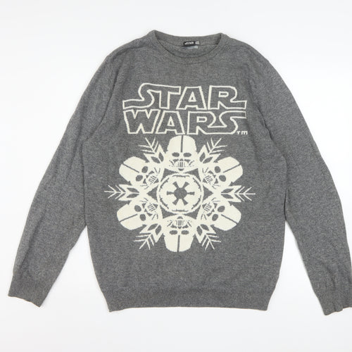 Tu Men’s Grey Star Wars Cotton Crew Neck Jumper Size M