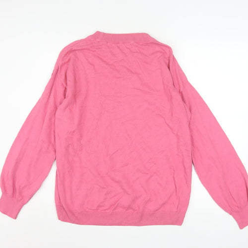 Next Women's Pink Star Jumper Small Cotton Crew Neck Knitwear