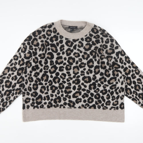 New Look Women’s Beige Leopard Print Pullover Jumper L
