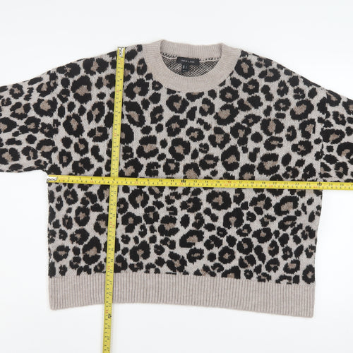 New Look Women’s Beige Leopard Print Pullover Jumper L