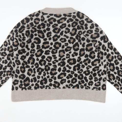 New Look Women’s Beige Leopard Print Pullover Jumper L