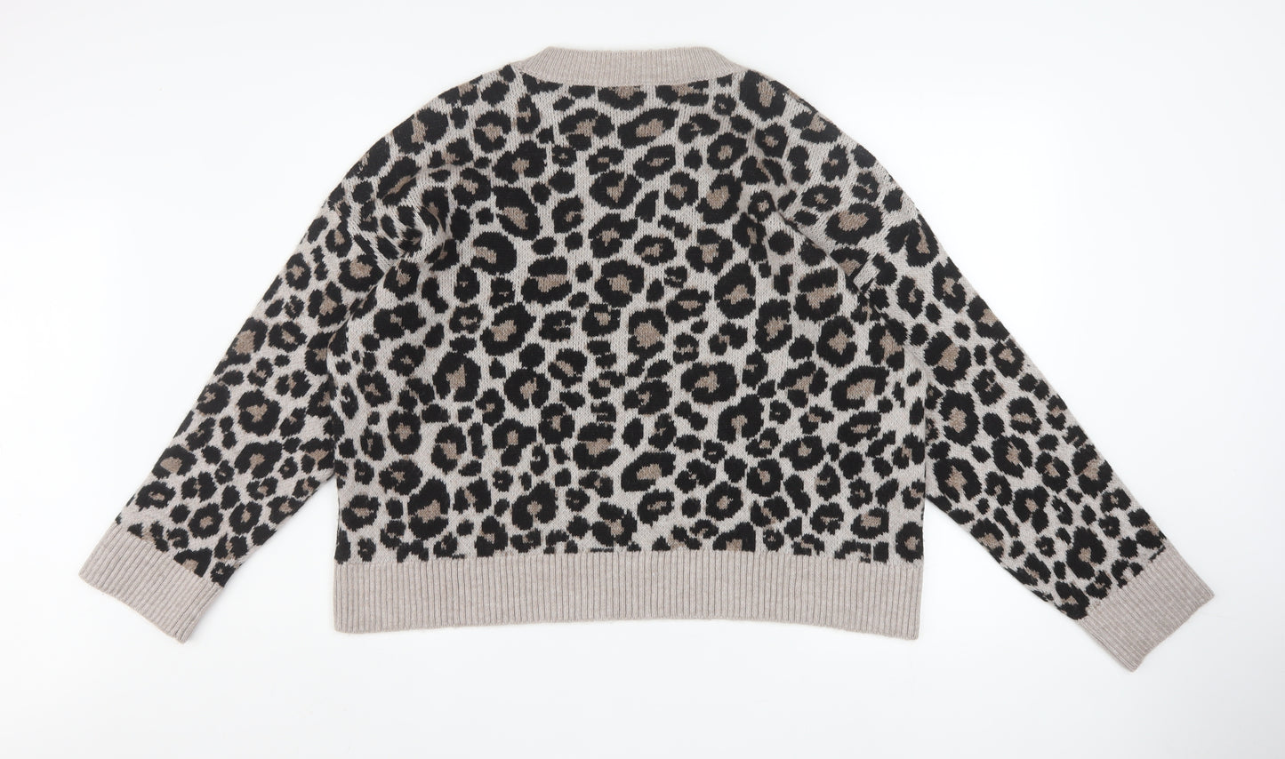 New Look Women’s Beige Leopard Print Pullover Jumper L