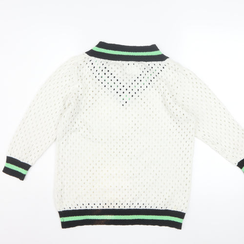 Yest Women's White V-Neck Classic Knit Jumper Size 10
